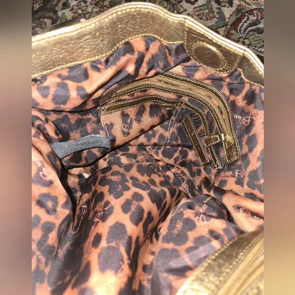 B. Makowsky Gold and Snakeskin Shoulder Bag